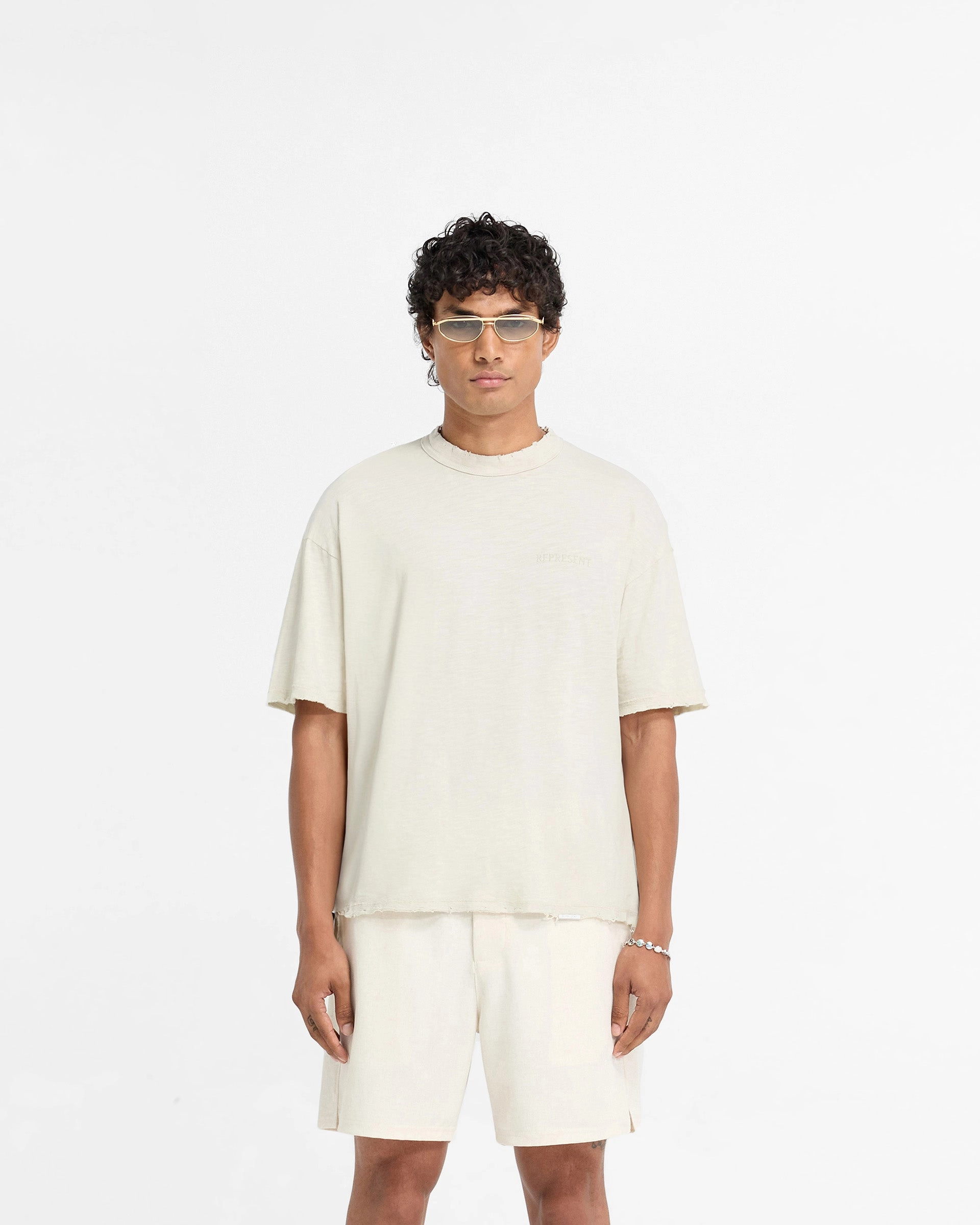 Slub T-Shirt - White Sand Unique Design Relaxed Everyday Wear