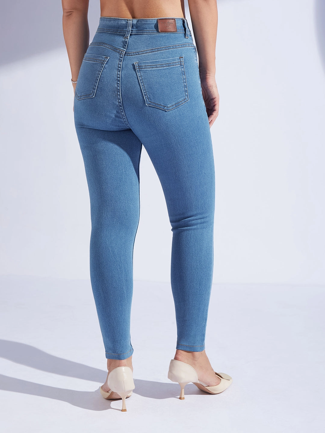Women's Blue Skinny High-Rise Cropped Denim Jeans Closet Staple