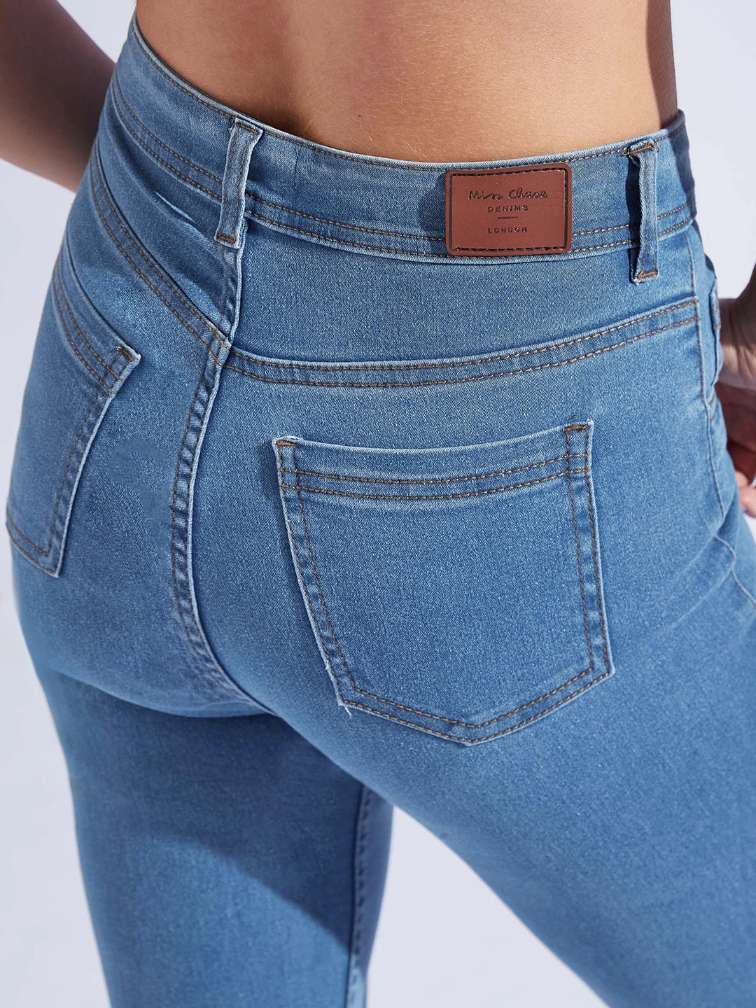 Women's Blue Skinny High-Rise Cropped Denim Jeans Textured Vibrant Home Comfort Bold Look Sunny Vibes