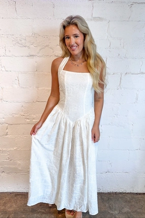 Luna Drift Midi Dress Side-Zip Cotton-Blend