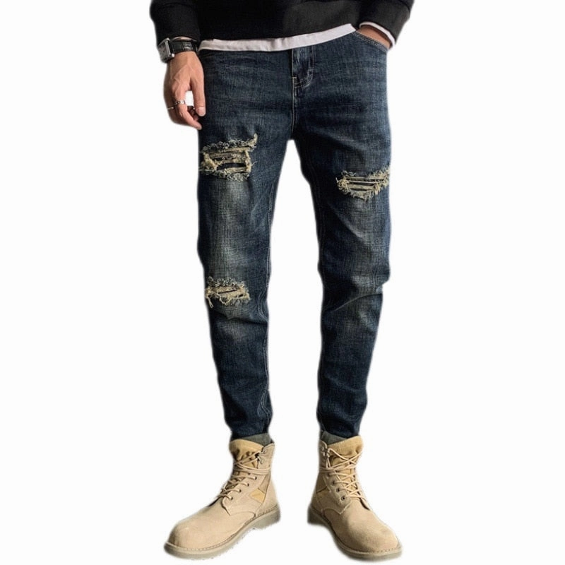 West Louis? Fashion Straight Hole Beggar Designer Jeans Classic Fit