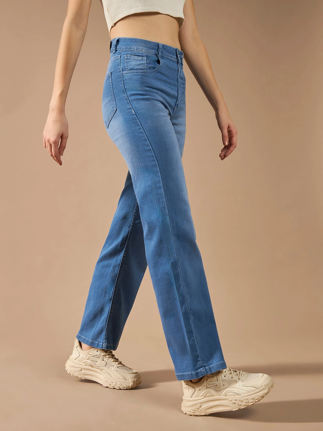 Winter Warmth Festival Outfit Outdoor Adventure CHASEstretch? Light Blue Wide-Leg Mid-Rise Light Weight Denim Jeans
