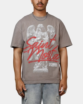 Saint Morta Forever T-Shirt Vintage Khaki Grid Back Panel Reinforced Hemline