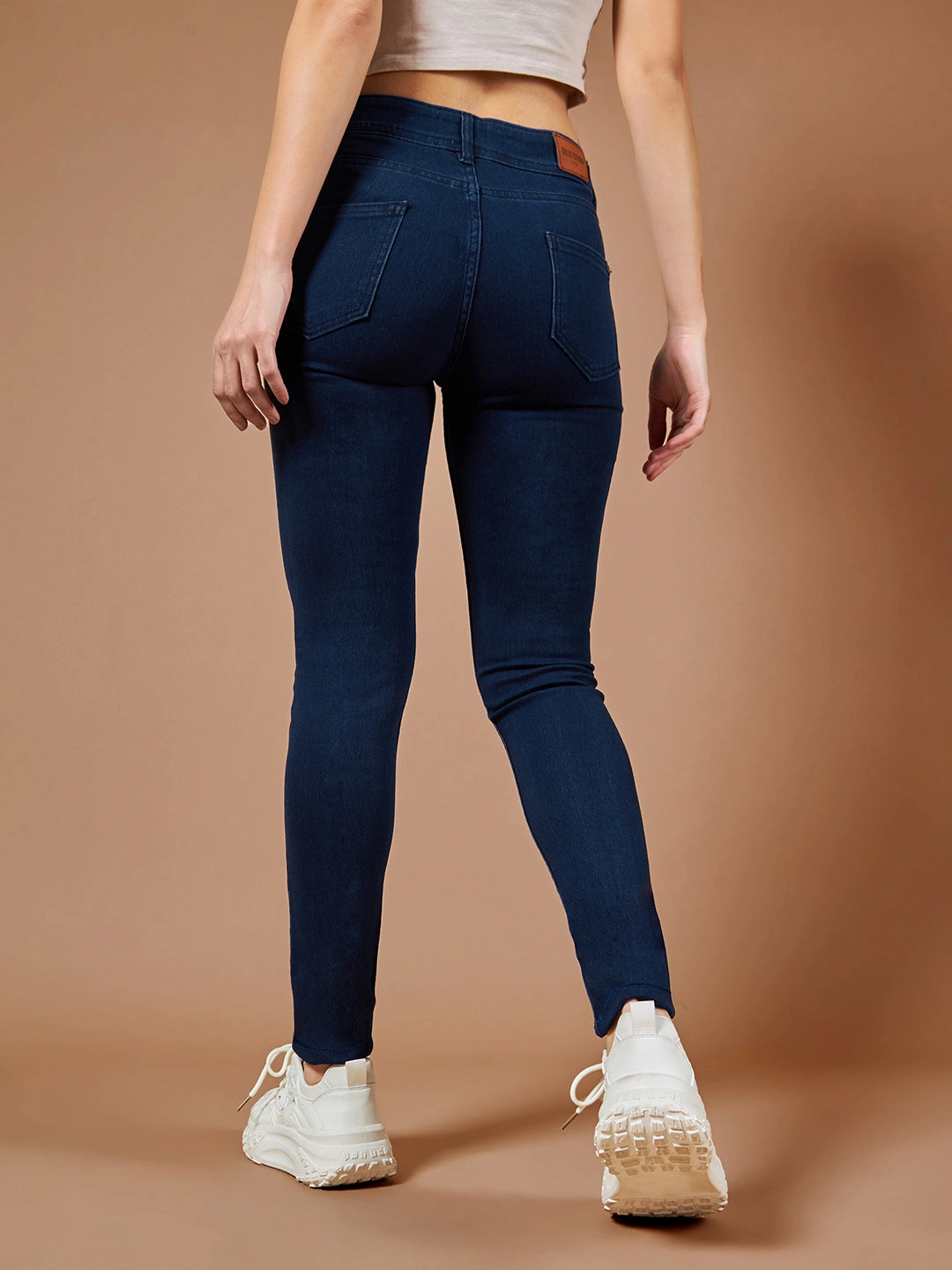 Hypoallergenic Material Composition Smart Comfort 24/7 Comfort Navy-Blue Skinny-Fit High-Rise Knee-Slit Stretchable Denim Jeans