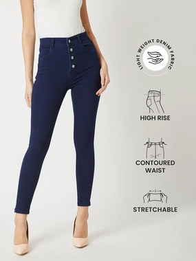 Artist Vibe Smooth 24/7 Comfort Navy-Blue Skinny-Fit High-Rise Stretchable Denim Jeans