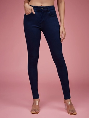 24/7 Comfort Navy-Blue Skinny-Fit Mid-Rise Stretchable Denim Jeans Hypoallergenic Material Composition
