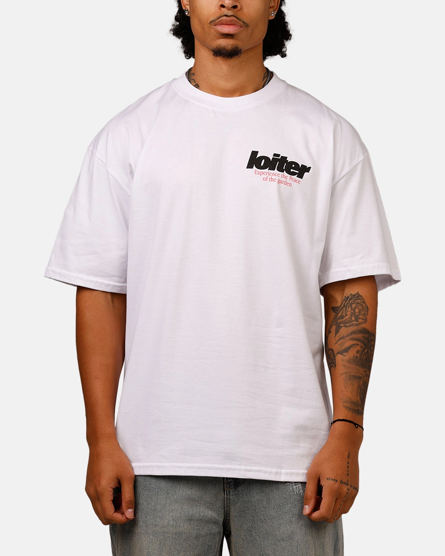 Loiter Bonsai T-Shirt White Fade Resistant Finish LightweightFabric