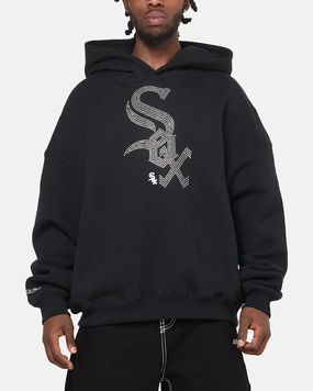 Low Profile Zipper DurableDoubleLayeredHem Mitchell & Ness Chicago White Sox Rhinestone Hoodie Faded Black