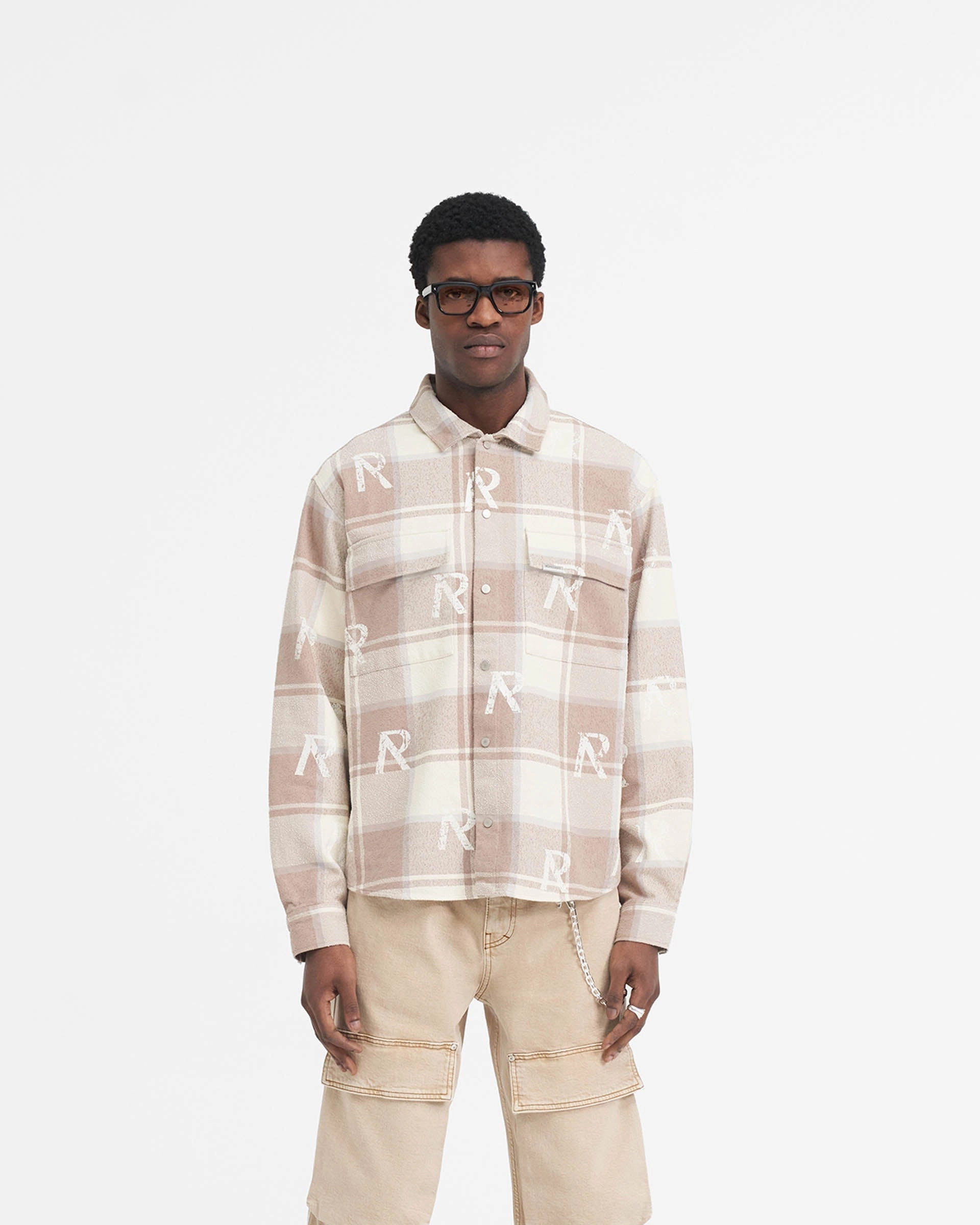 All Over Initial Flannel Shirt - Cashmere Stretch Material