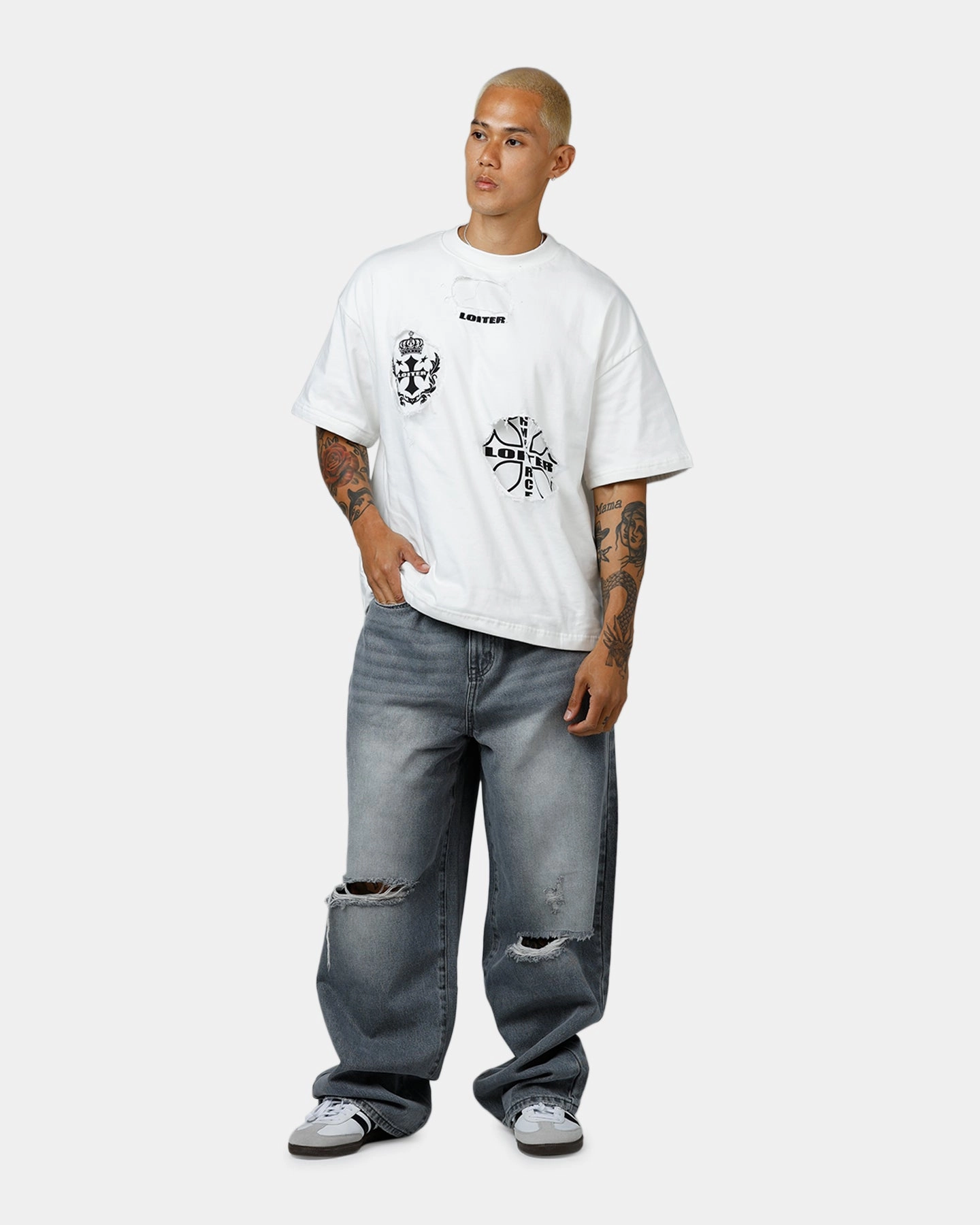 Ultimate Comfort Comfy Cut MNML Baggy Blowout Denim Jeans Washed Grey