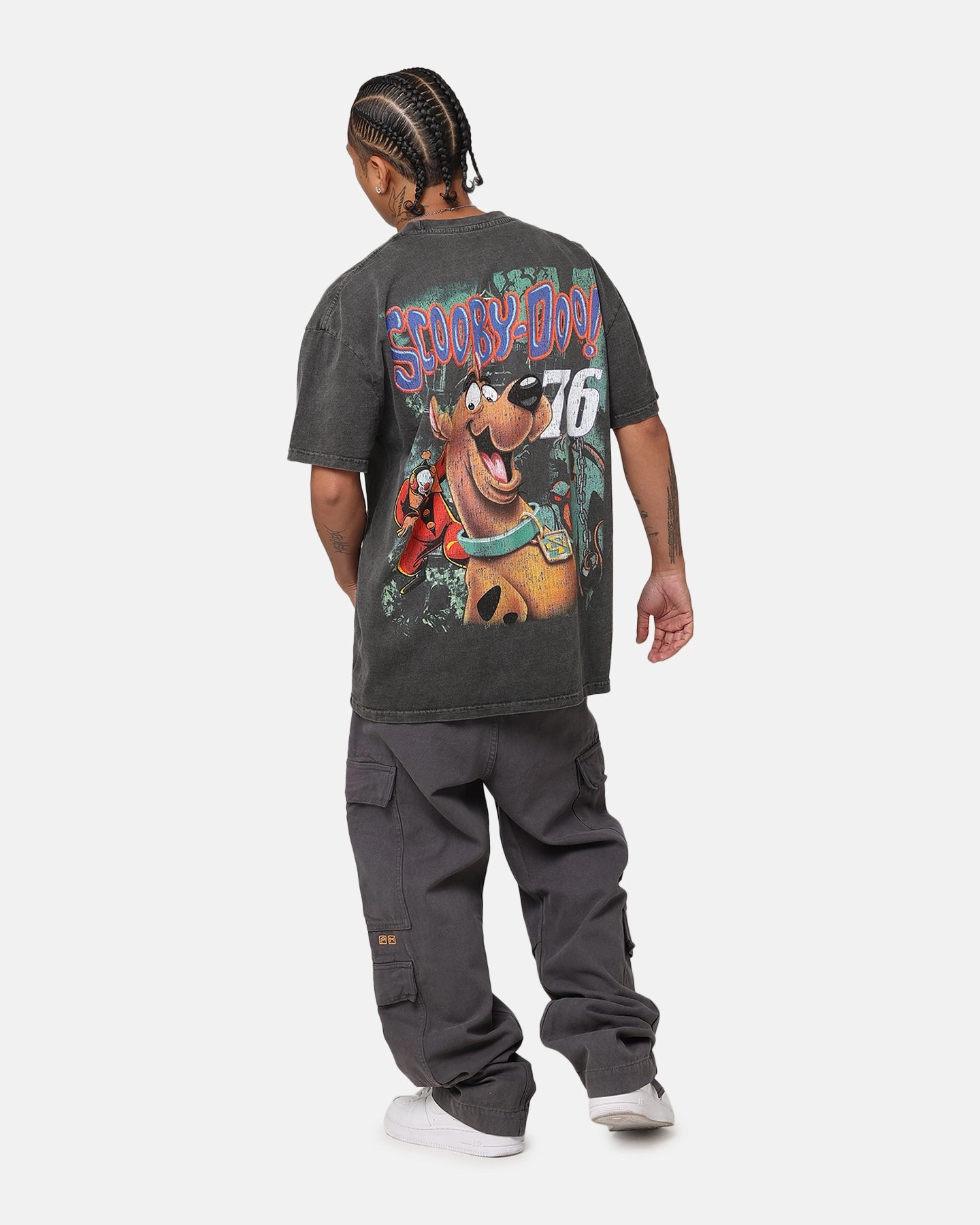 Oversized Collar SheerLayering Goat Crew X Scooby-Doo Scooby-Doo Jumbo Heavyweight Vintage T-Shirt Black Wash