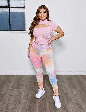 Postpartum Fit Gym Workout So Soft Tie Dye Basic Legging