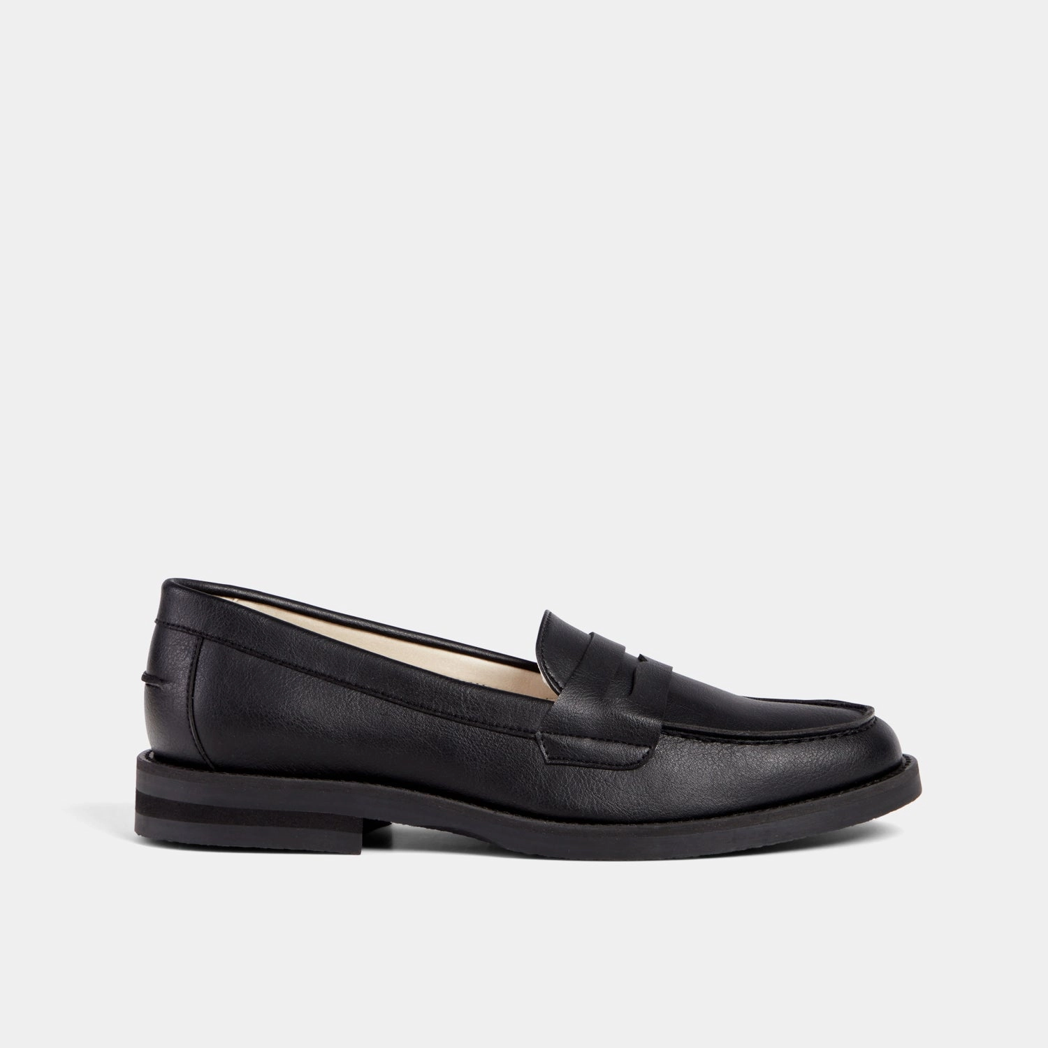 Waxed Finish Grip Strong Wilde Black Vegan Penny Loafer - Women's