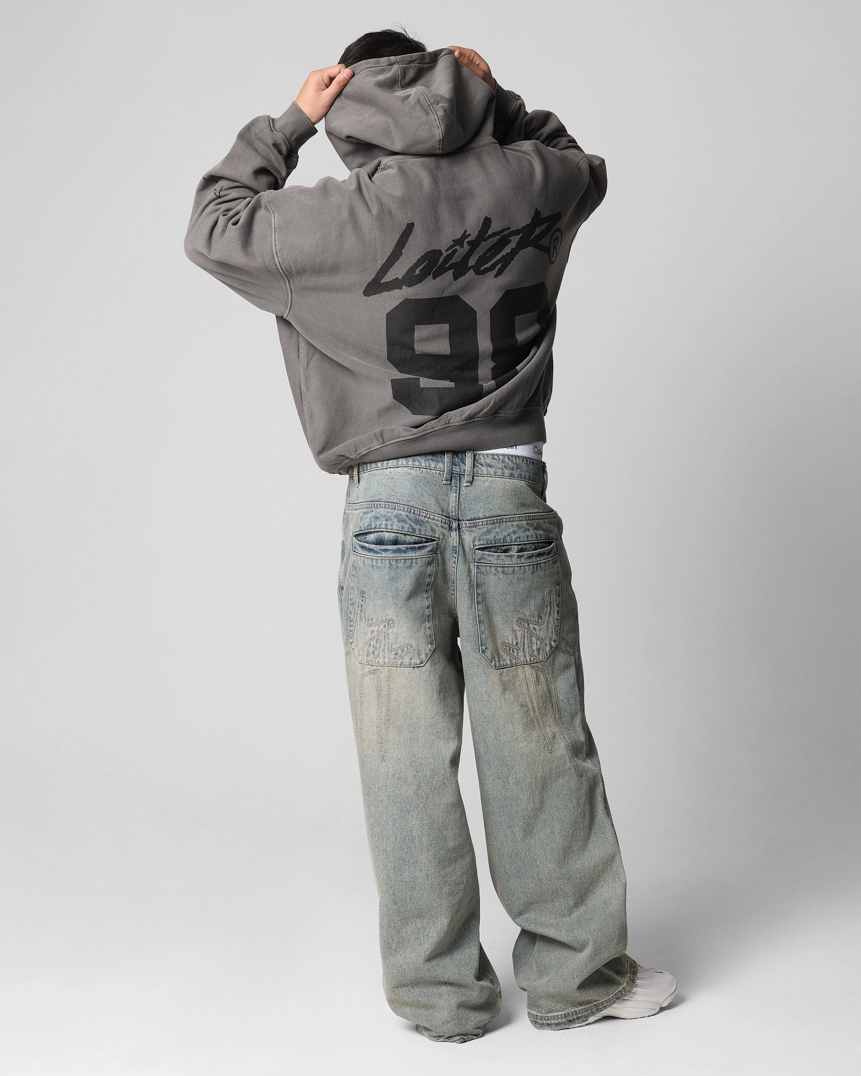 Loiter Training Day Hoodie Washed Charcoal AdaptiveFitFabric