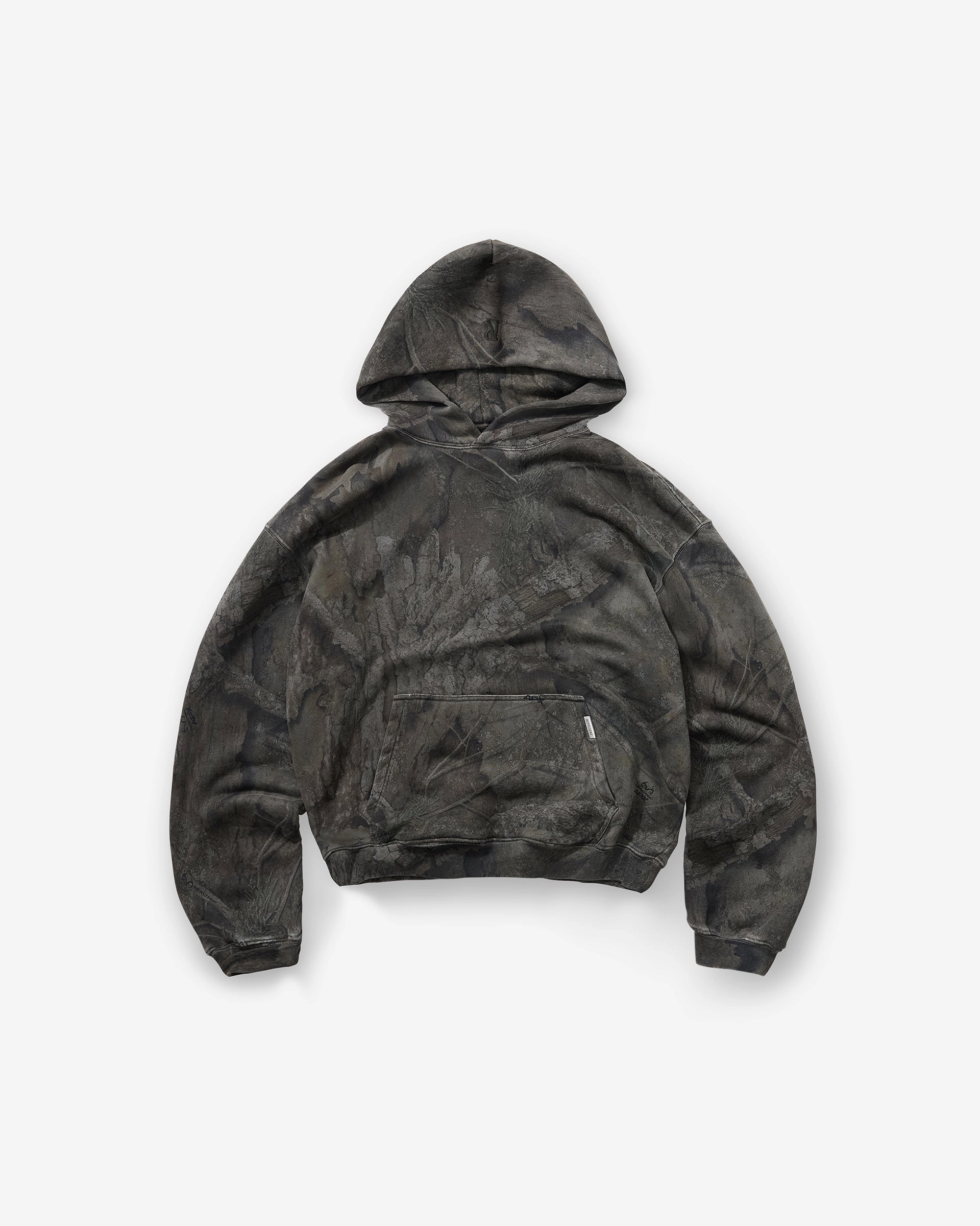 Initial Overdye Realtree? Oversized Hoodie - Overdyed Black Relaxed Design Flying fox like