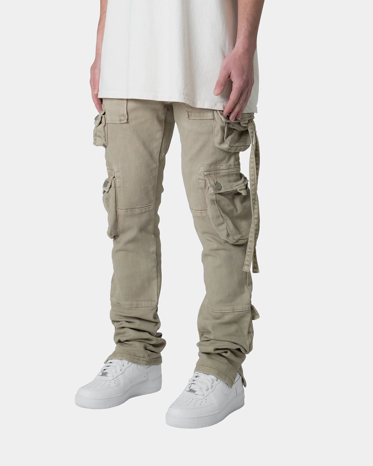 Mesh Comfort MNML D152 Cargo Straight Denim Pants Brown