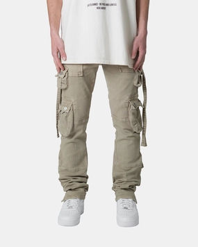 MNML D152 Cargo Straight Denim Pants Brown Stretch Support