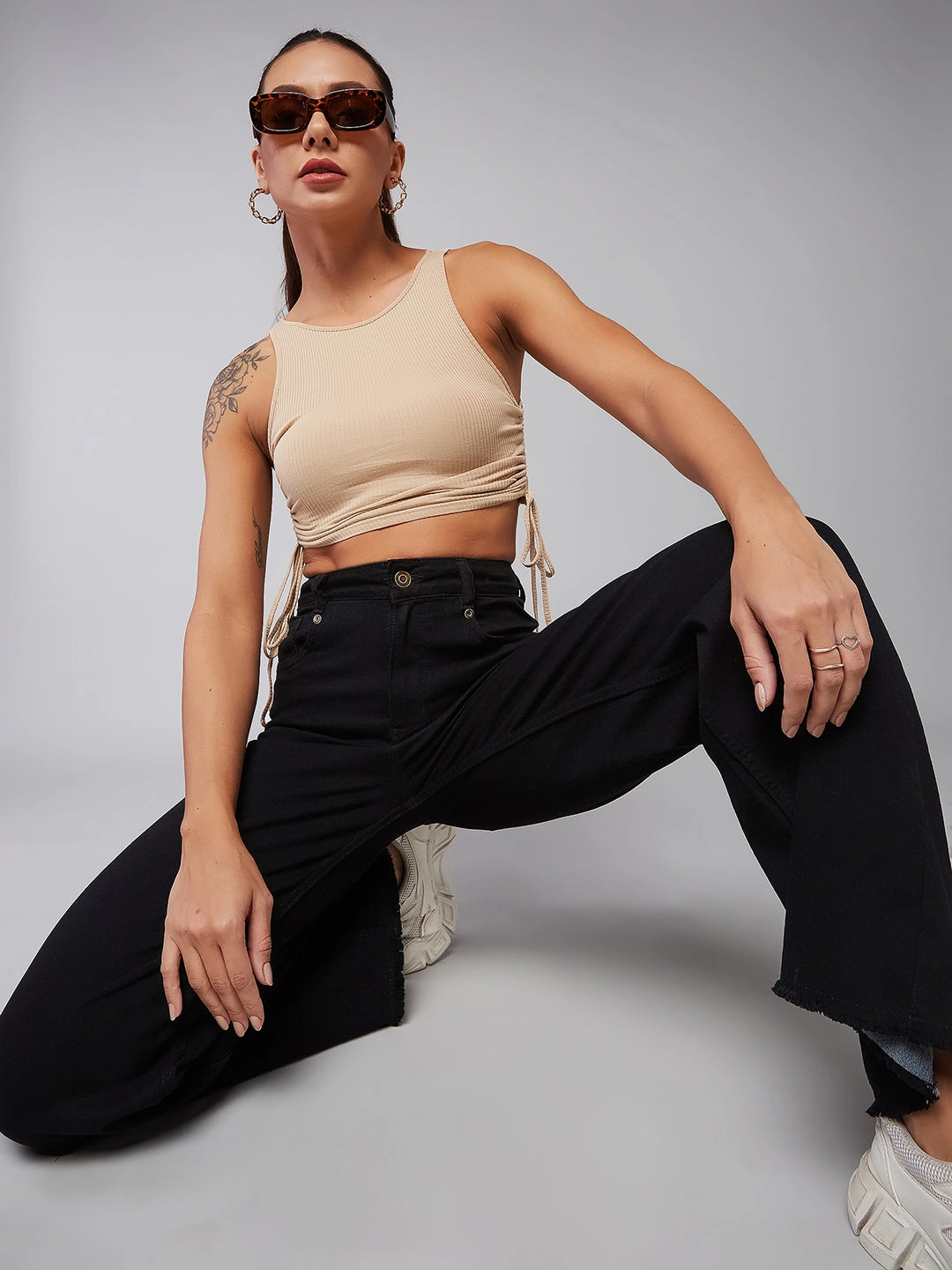 Trendy Wear CHASEstretch? Black High-Rise Wide-Leg Denim Jeans