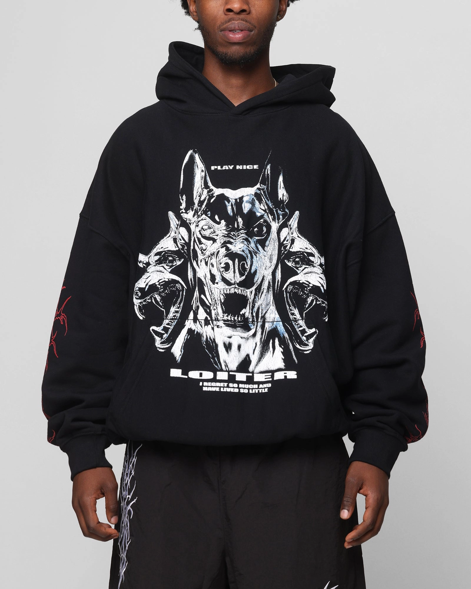 Loiter Chrome Dogs Vintage Hoodie Black Cozy Fit