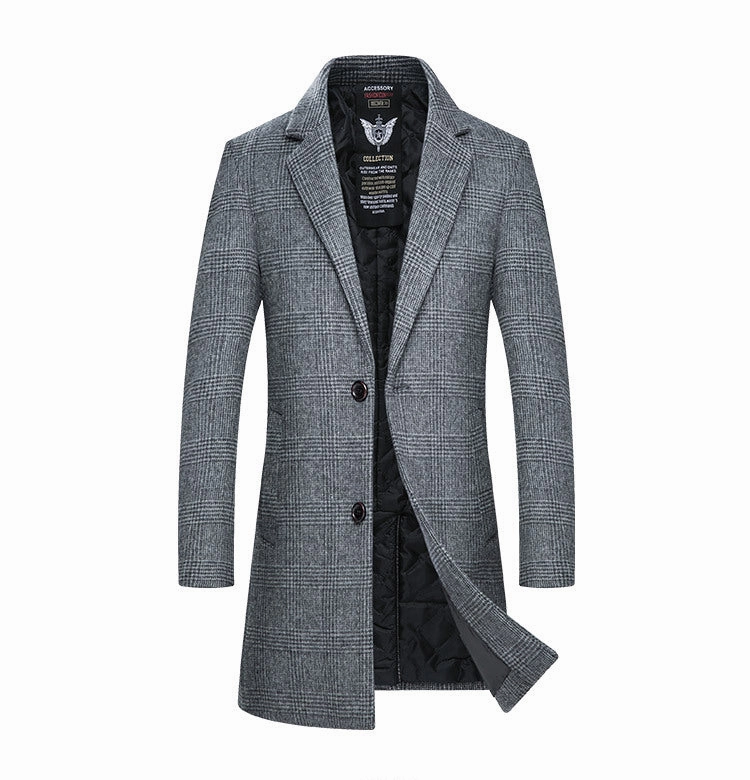 Flatlock stitching West Louis? Winter Woolen Plaid Coat