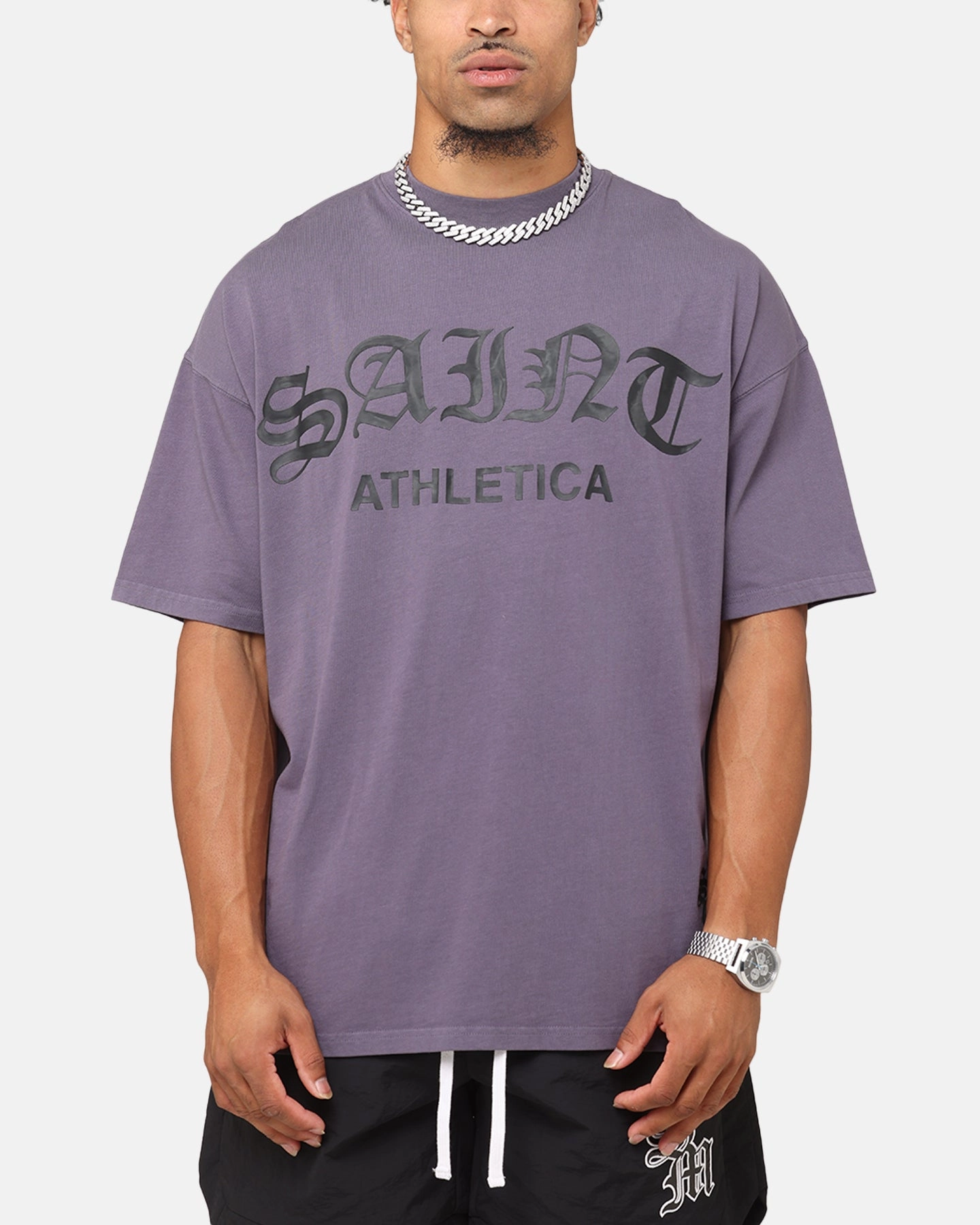 Contrast Topstitching Detail Lightweight Material Saint Morta Saint Athletica Boxy T-Shirt Purple