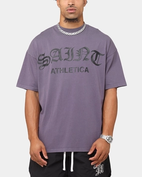 Contrast Topstitching Detail Lightweight Material Saint Morta Saint Athletica Boxy T-Shirt Purple