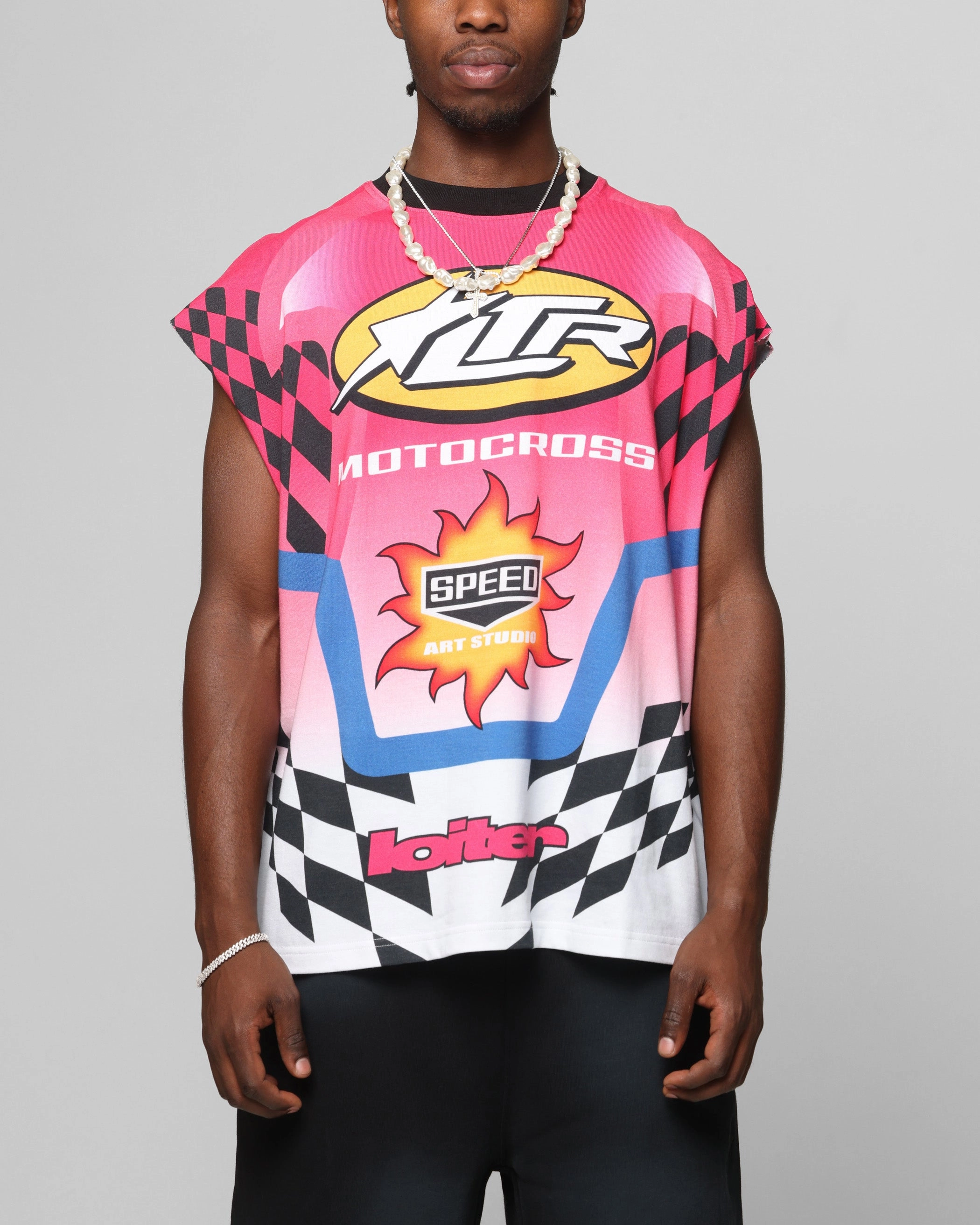 Loiter Motorsport Muscle T-Shirt Pink/Multi-Colored ResilientStretch Brushed Interior