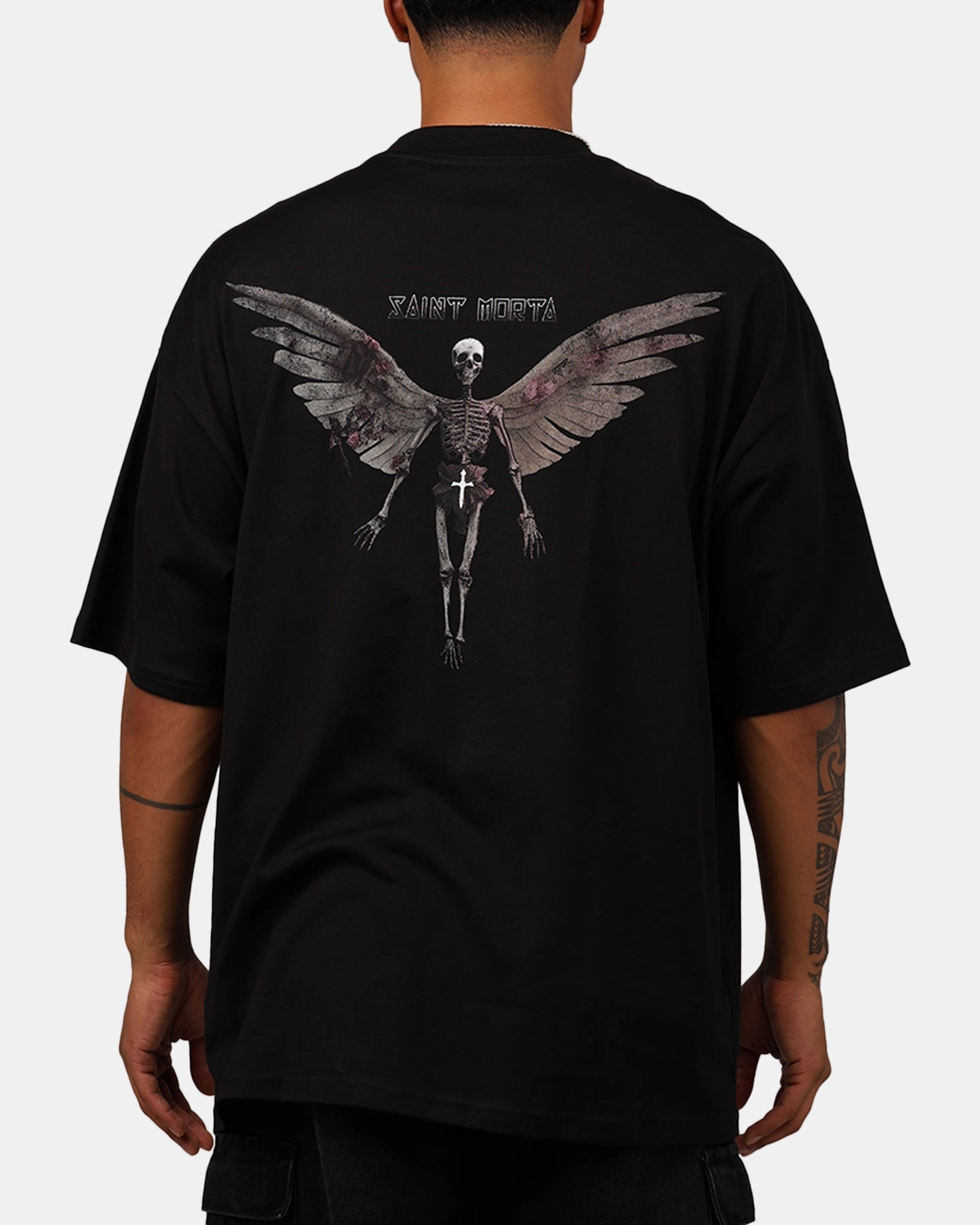 Saint Morta Momento Mori Mock T-Shirt Black TaglessCollars BreathableFabric