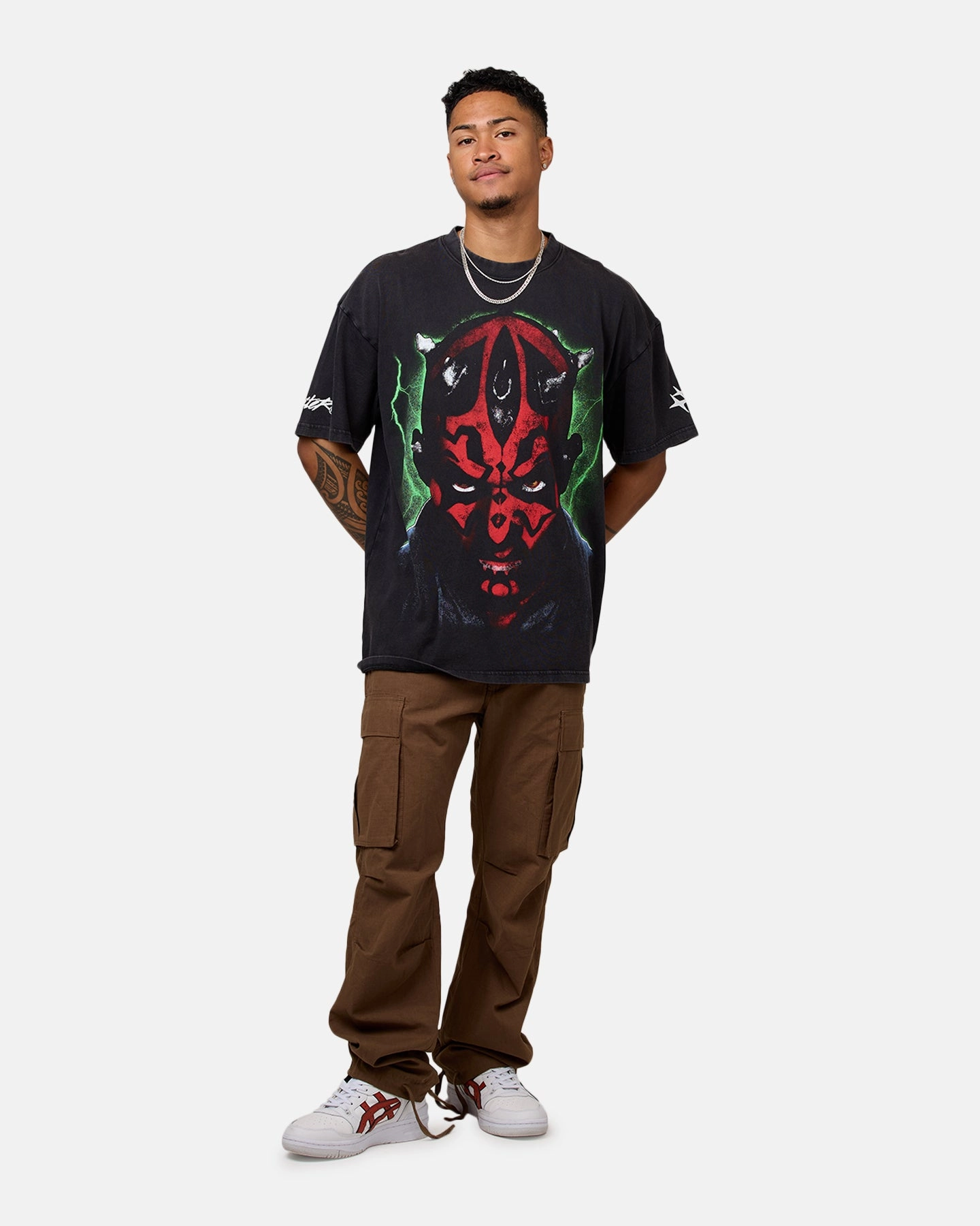 Star Wars Darth Maul T-Shirt Black Self Fabric Tie Closure
