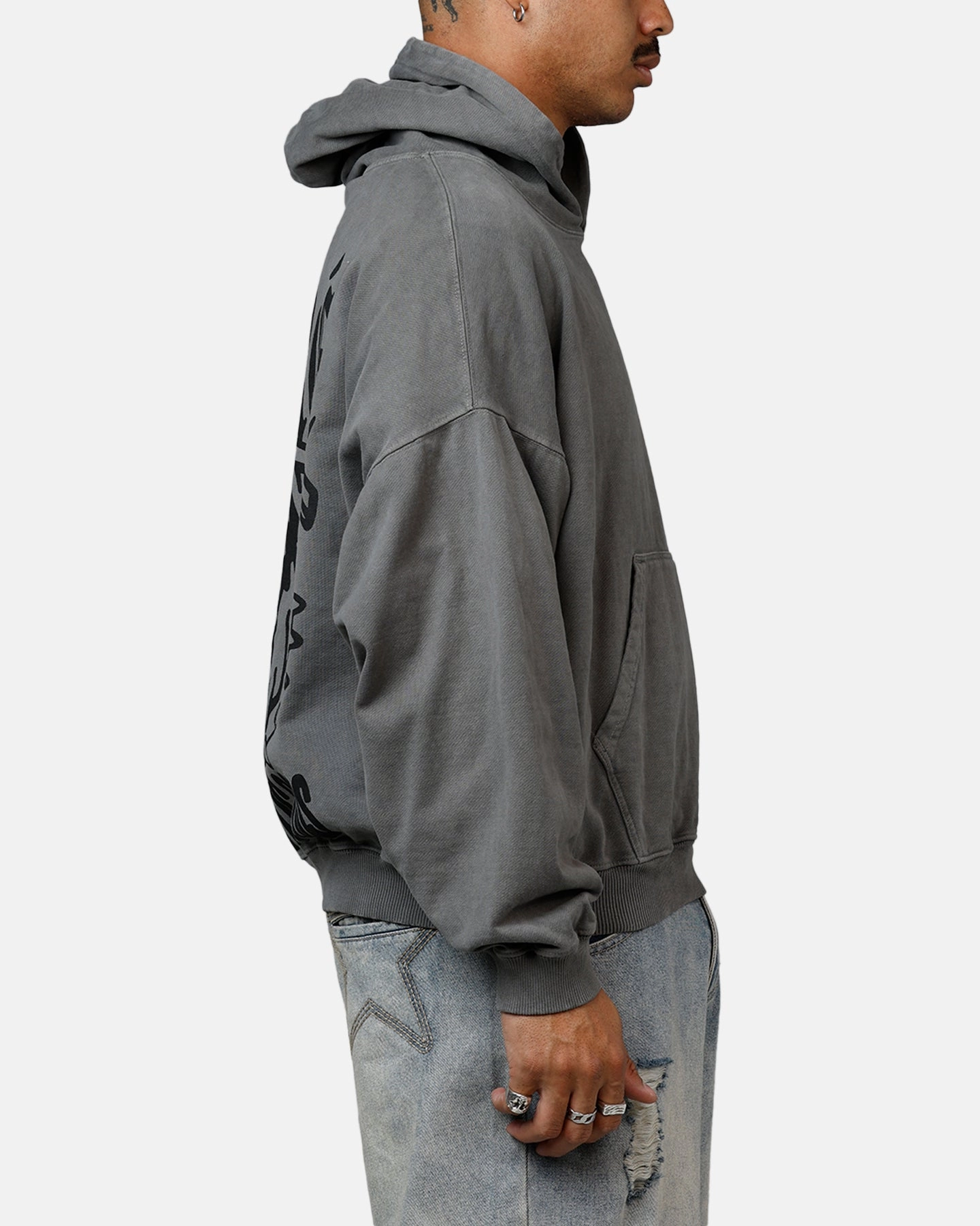 Carre Bulldog Premium Hoodie Washed Charcoal Ribbed Hemline