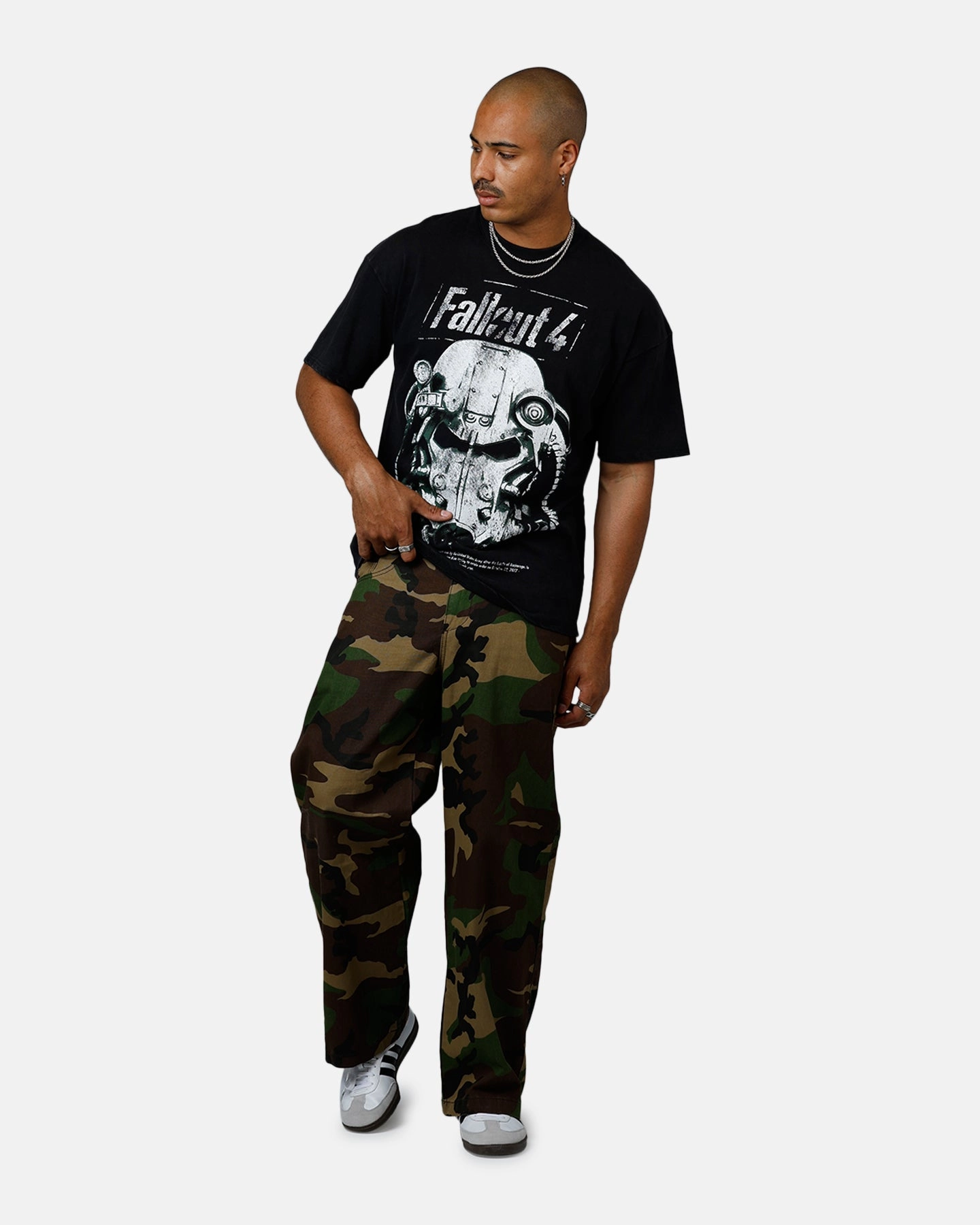 73 Studio X Fallout '15 Fallout 4 Vintage T-Shirt Off Black Stretchable Waistband