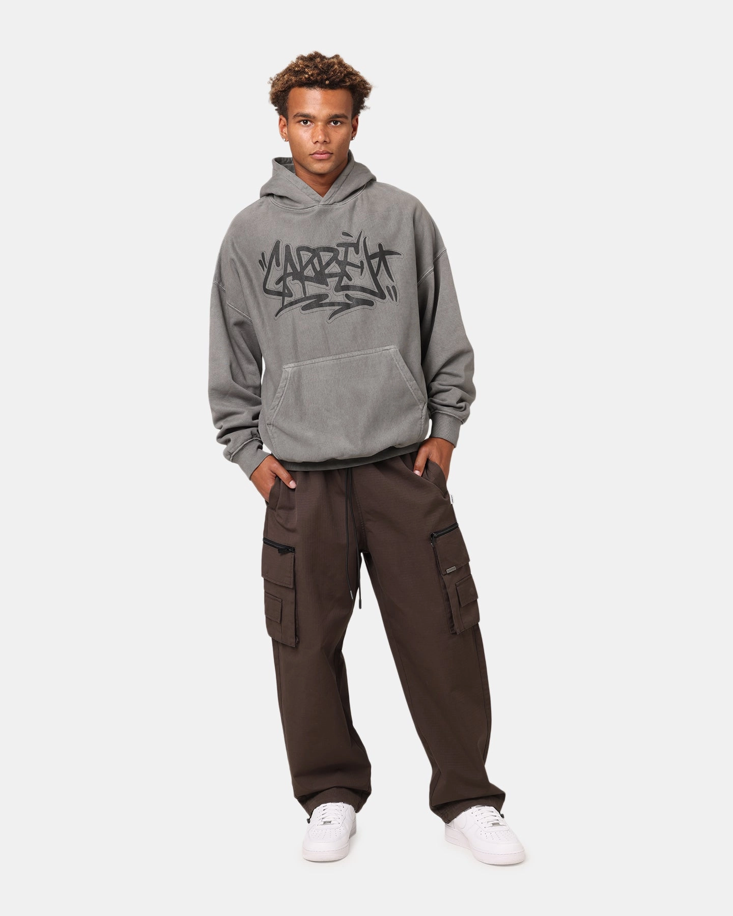 Carre Tagged Hoodie Washed Charcoal High Visibility Trim Recycled Polyester Material