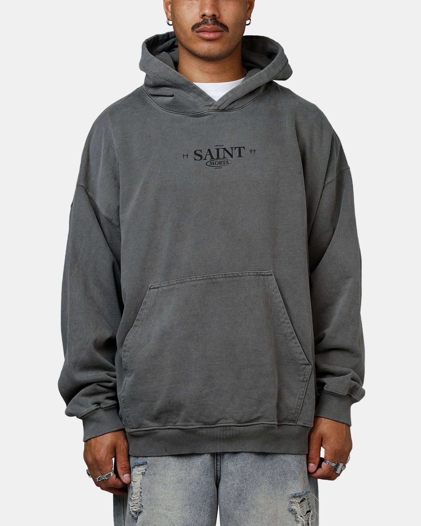 Anti Static Weave Technology Saint Morta Lost Souls Premium Hoodie Washed Charcoal