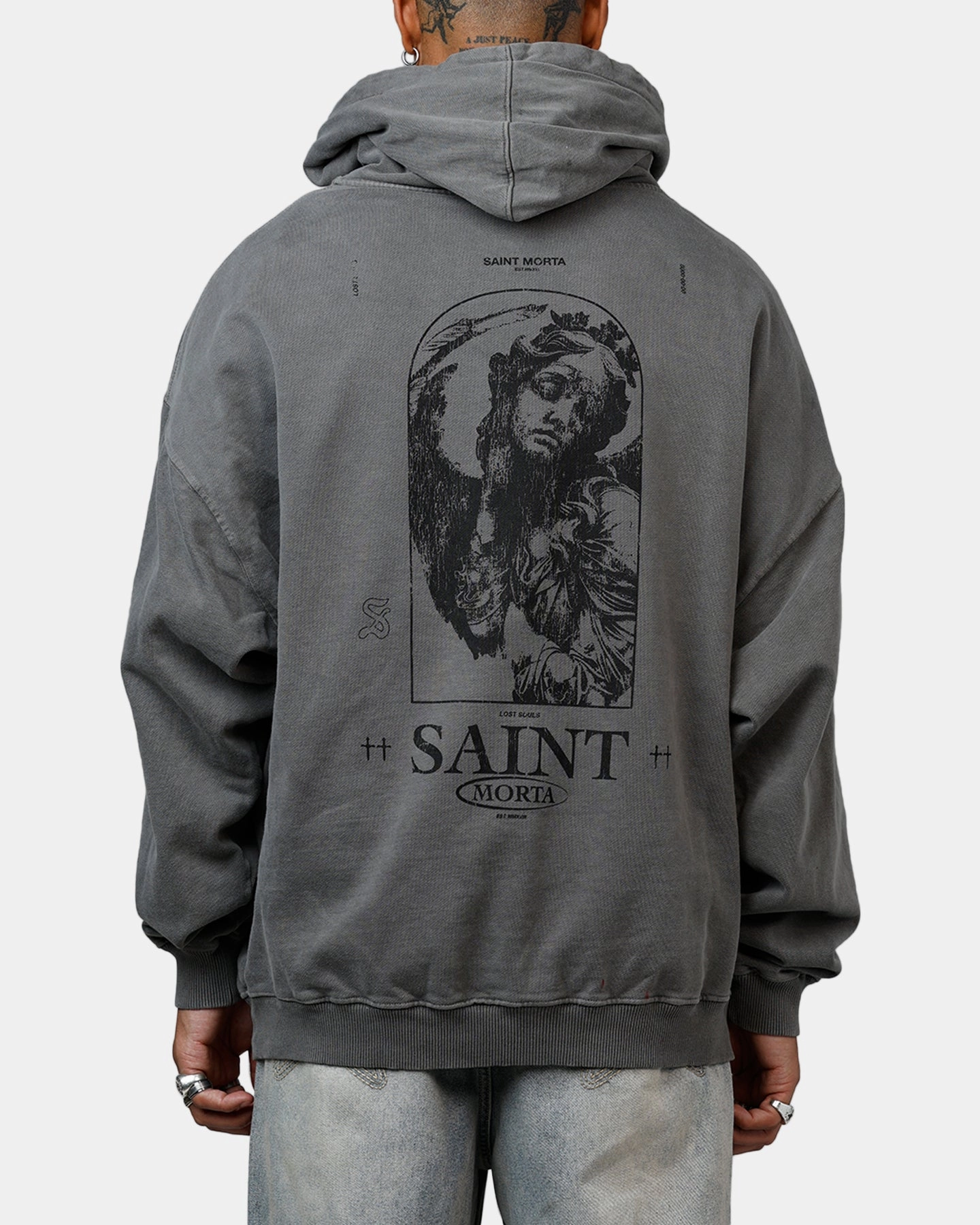 ContouredPanels Saint Morta Lost Souls Premium Hoodie Washed Charcoal
