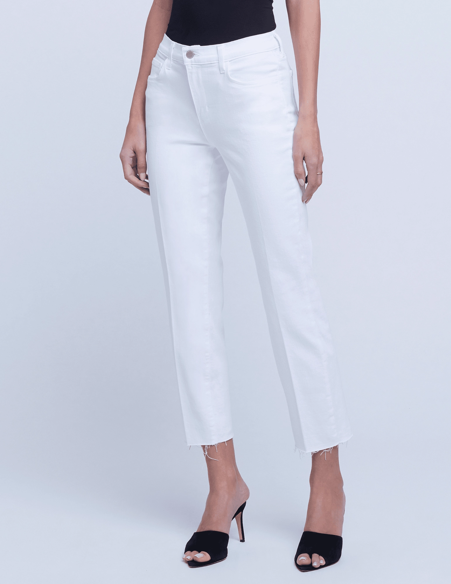 Comfortable Waist L'AGENCE Sada High Rise Cropped Slim Jeans In Blanc