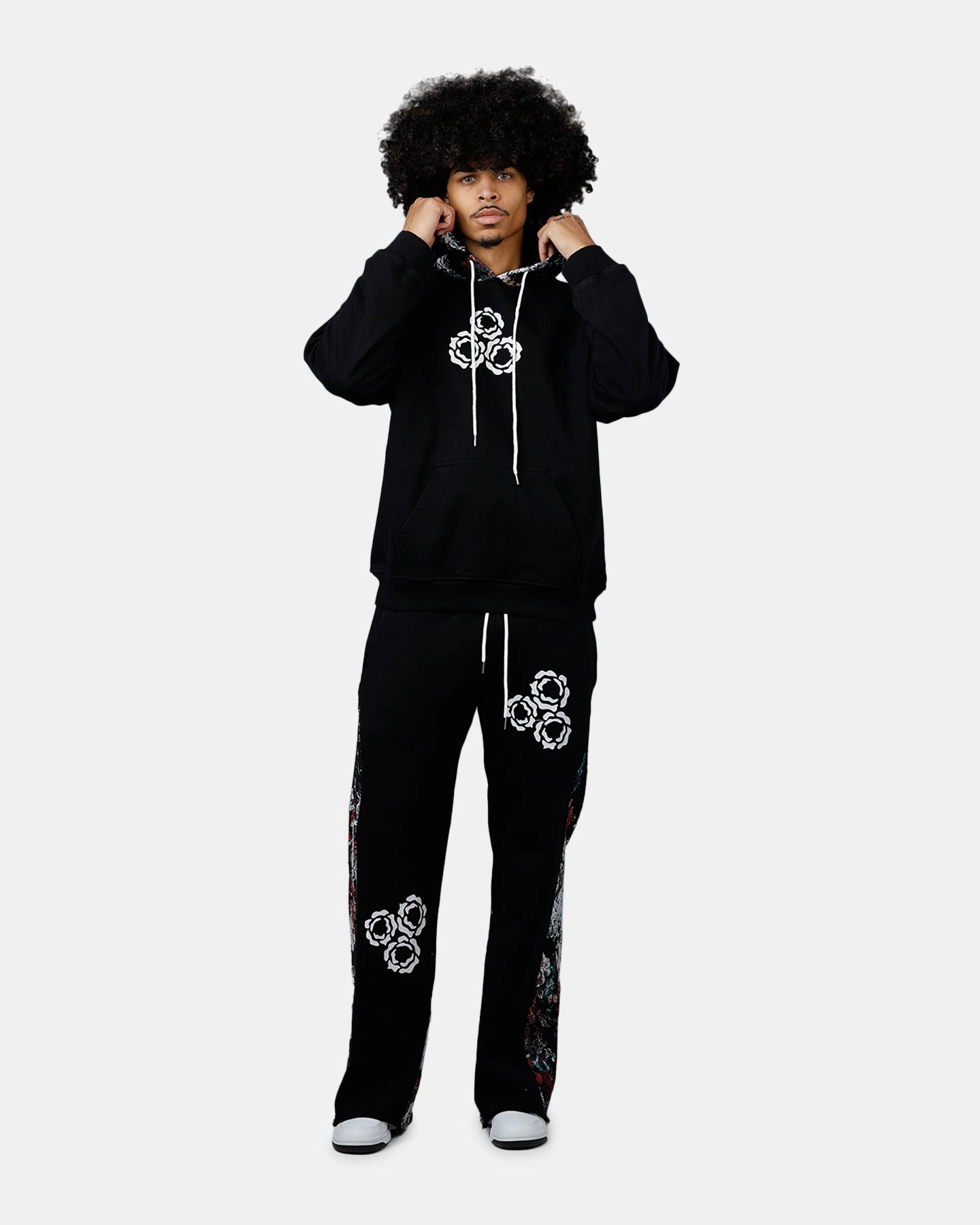 AntiPilling Soul By Ame Flower Hoodie Black