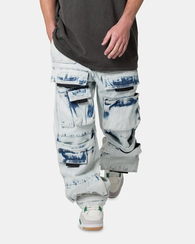 MNML Baggy Skater Cargo Denim Jeans Blue Athletic Flex Wear