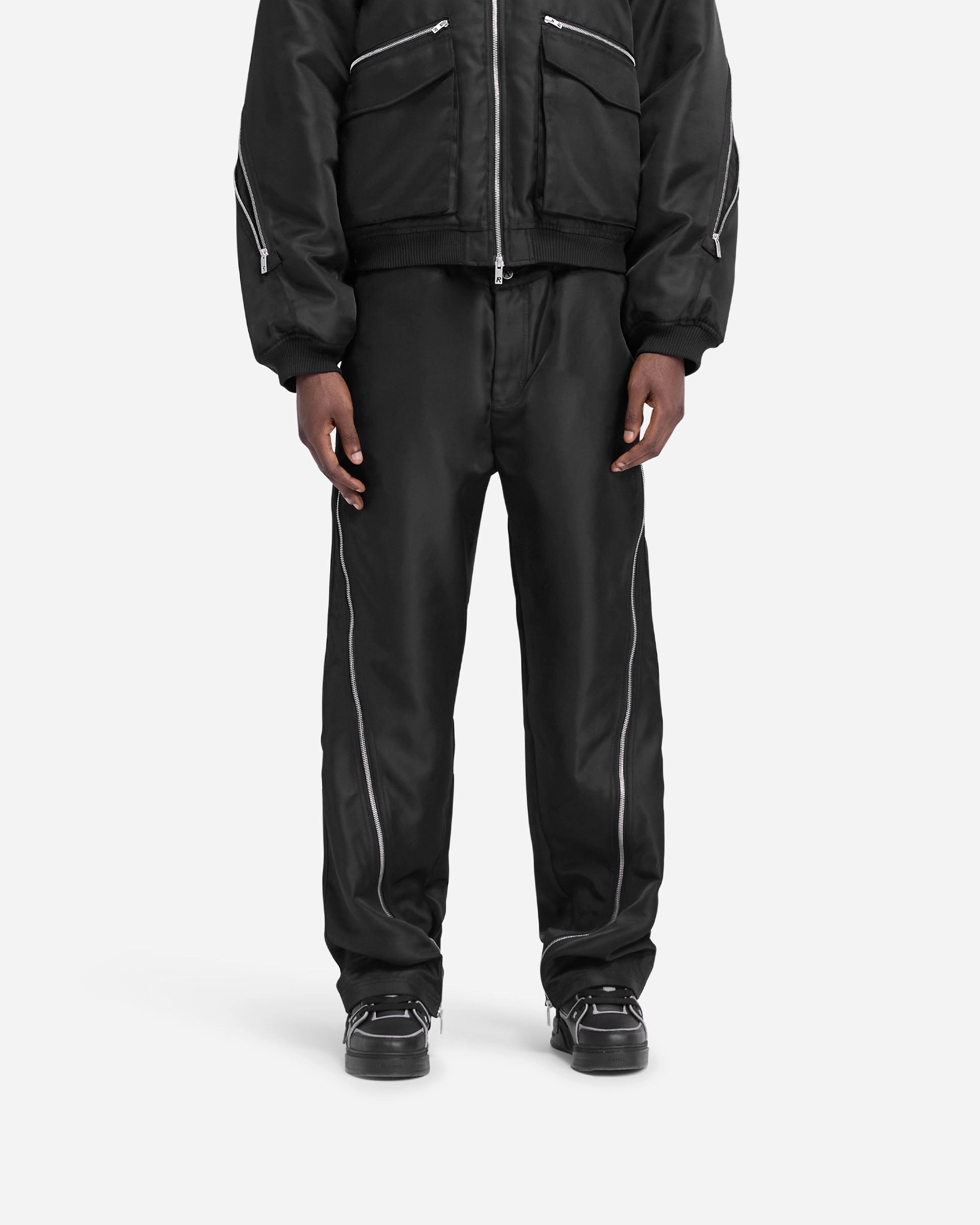 Breathable Mesh Panels Zip Panel Pant - Jet Black