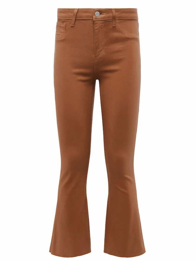 L'AGENCE Kendra High Rise Cropped Coated Jeans in Java Coated Night Out Traveler Gear Stylish