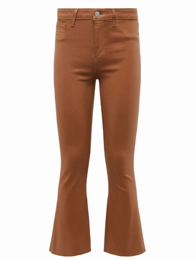 L'AGENCE Kendra High Rise Cropped Coated Jeans in Java Coated Night Out Traveler Gear Stylish