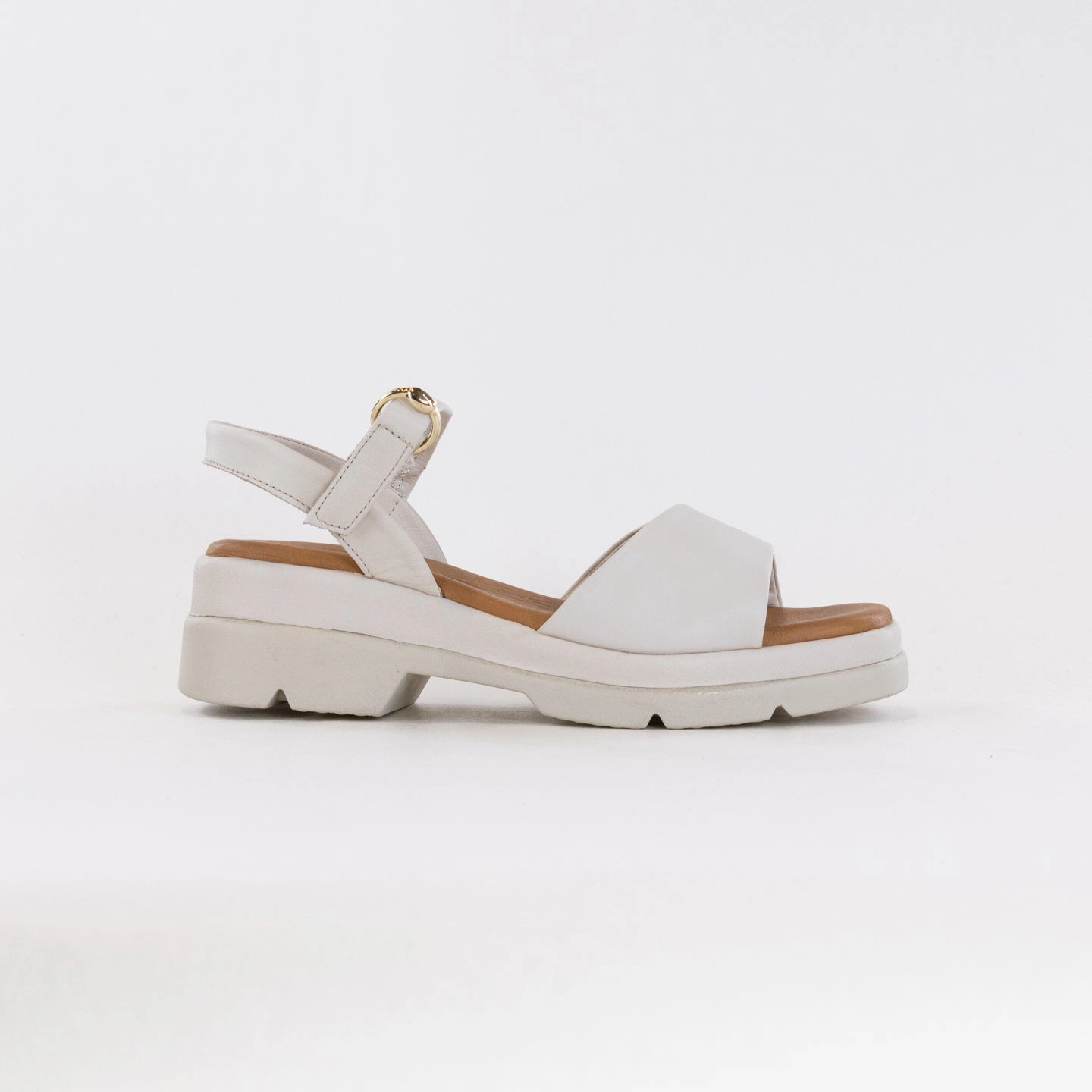 Spring Step Huntington (Women's) - Ivory Leather Open Toe Shoes Chic Flats