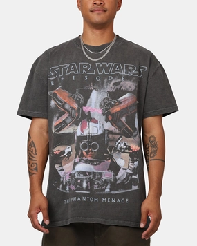 Drop Shoulder Cut Star Wars Episode I '99 Heavyweight Vintage T-Shirt Black Wash