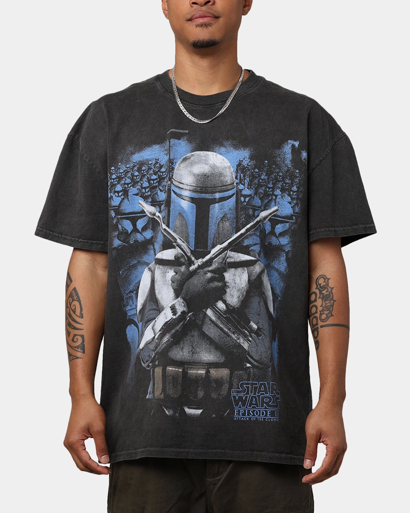 Star Wars Episode II '02 Heavyweight Vintage T-Shirt Black Wash Mesh Panel Details