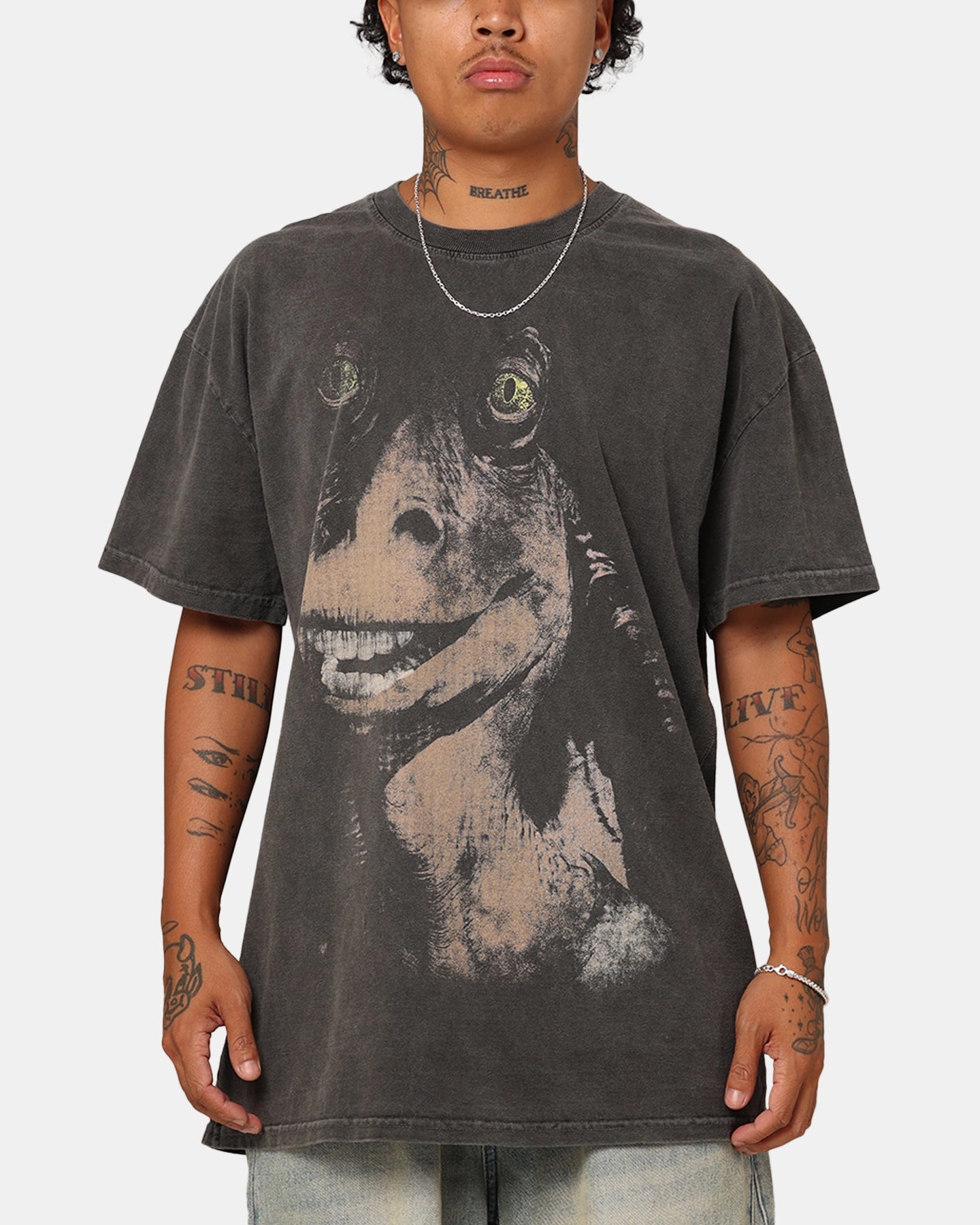 Activewear Top Star Wars Jar Jar Binks Heavyweight T-Shirt Black Wash