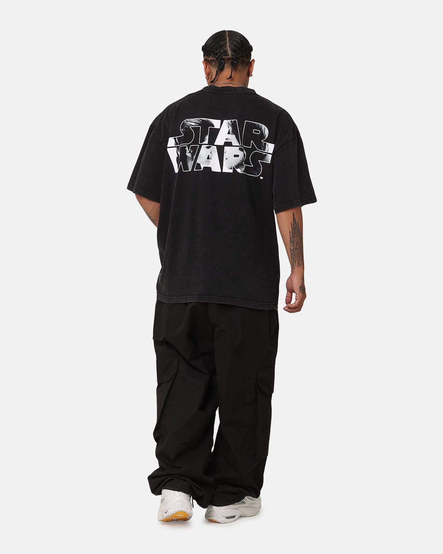 Flexible Ribbing Star Wars Princess Leia Vintage T-Shirt Black Acidwash