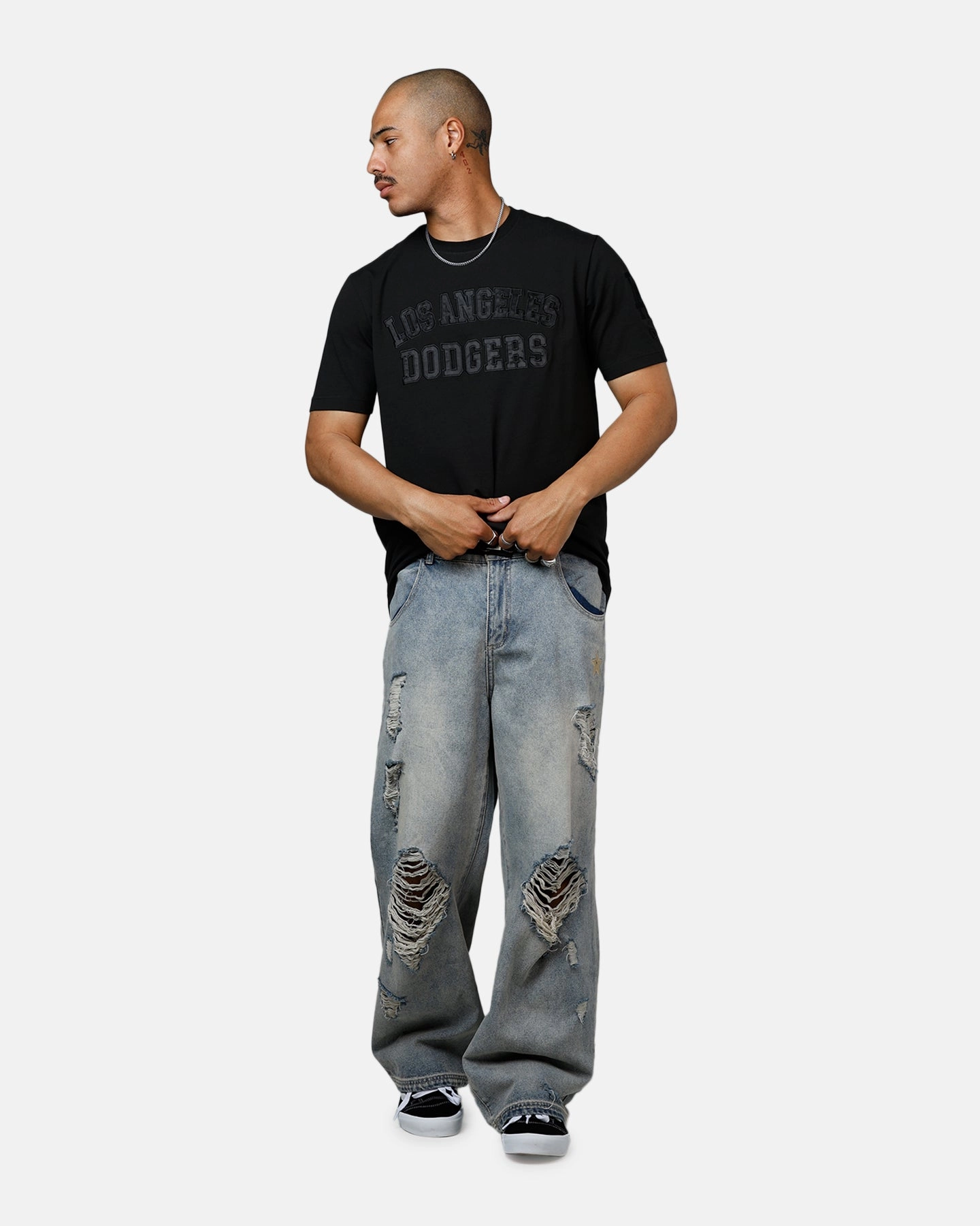 Non Irritating Seams simple design New Era Los Angeles Dodgers Logo Select T-Shirt Black/Black