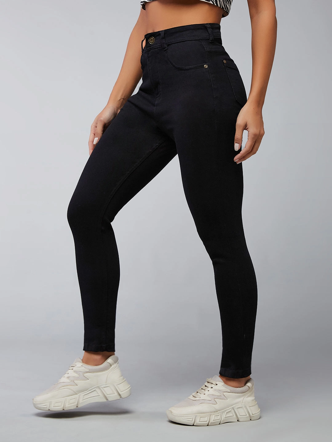 Layer game All-Purpose Use Women's Black Slim-Fit Embellished High-Rise Stretchable Denim Jeans