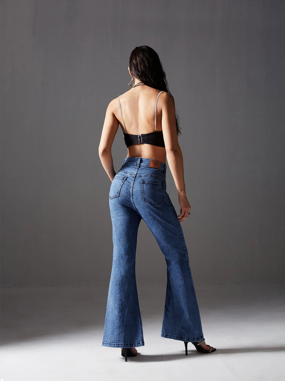 Night Out Bold Look CHASEstretch? 24/7 Comfort Special Design Women's Navy-Blue Bootcut High-Rise Stretchable Denim Jeans