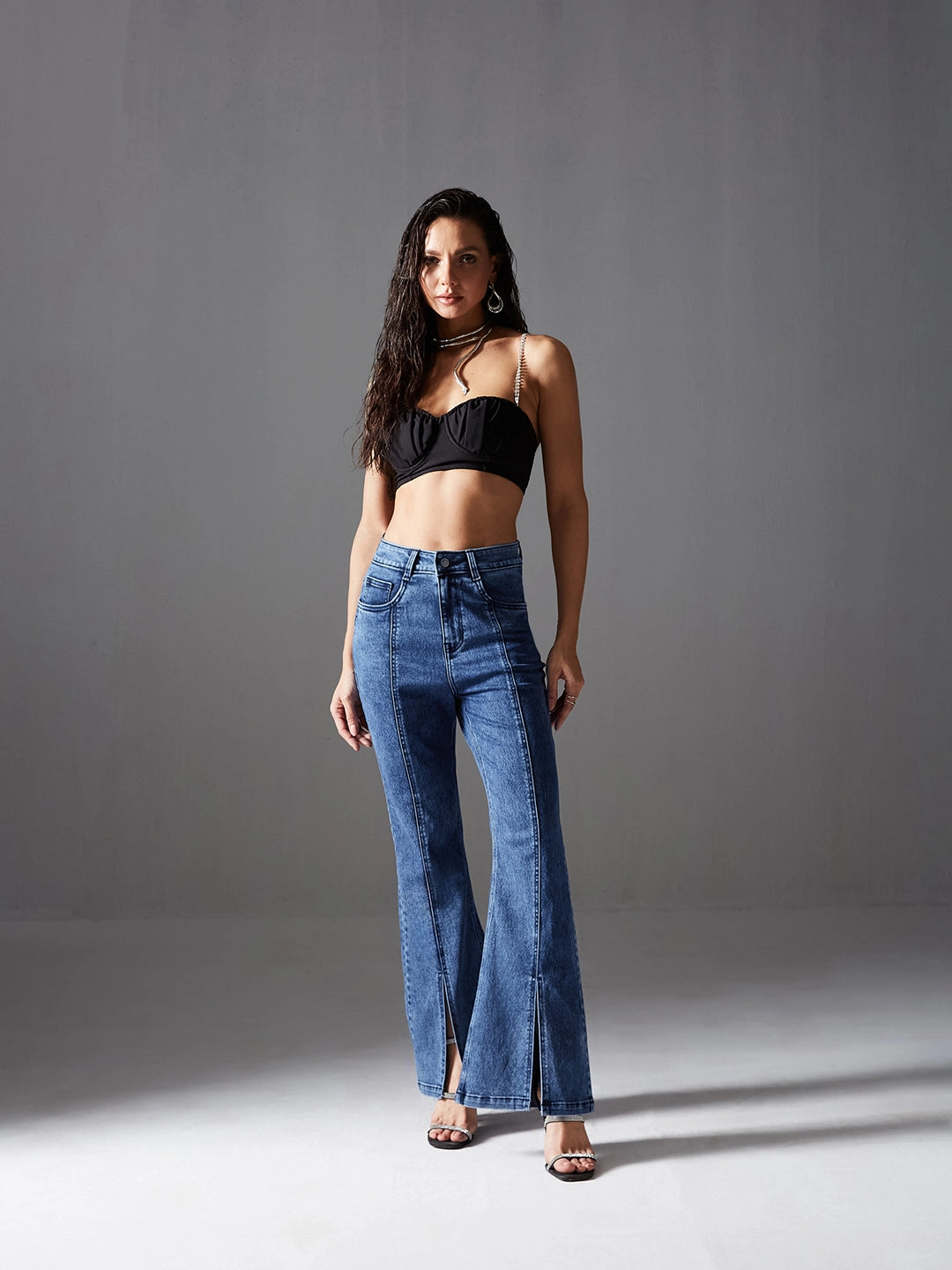 CHASEstretch? 24/7 Comfort Special Design Women's Navy-Blue Bootcut High-Rise Stretchable Denim Jeans City Ready Essential Wear