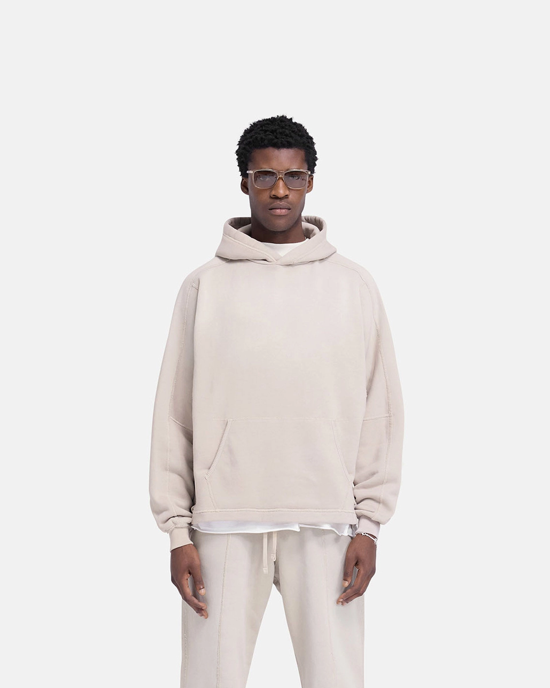 coffee shop hangout Stepped Hem Hoodie - Oat